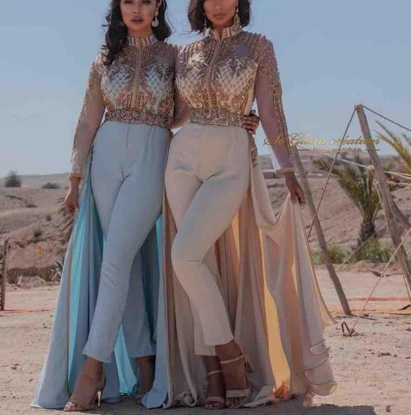 2020 jumpsuits prom dresses with detachable train high neck long sleeve dubai arabic evening dress formal party wear, Black
2020 jumpsuits prom dresses with detachable train high neck long sleeve dubai arabic evening dress formal party wear, Black