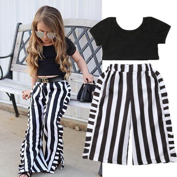 baby clothes sets 1-6y toddler girls summer fashion 2pcs short sleeve black t-shirts striped wide leg pants sets, White
baby clothes sets 1-6y toddler girls summer fashion 2pcs short sleeve black t-shirts striped wide leg pants sets, White