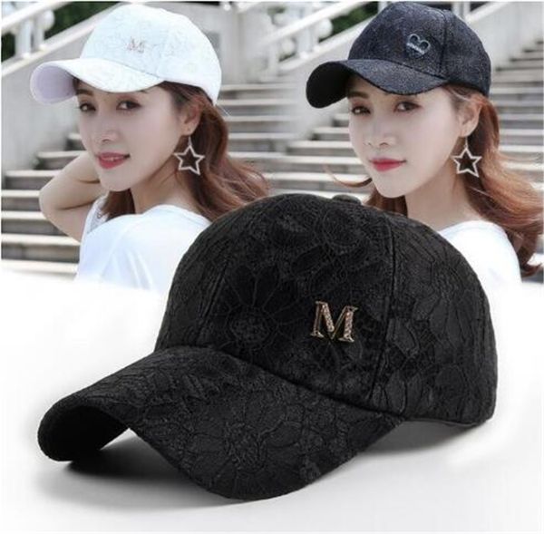 18 Colors Women Baseball Hat M Letter Cap Women Outdoor Trucker Cap Lace Snapback Fashion Hip Hop Cap Snapback Hats Dhl Fj250