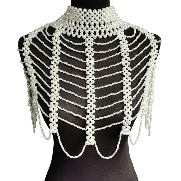 brand handmade imitation pearl shoulder necklace choker party wedding statement necklaces body chain jewelry, Silver
brand handmade imitation pearl shoulder necklace choker party wedding statement necklaces body chain jewelry, Silver