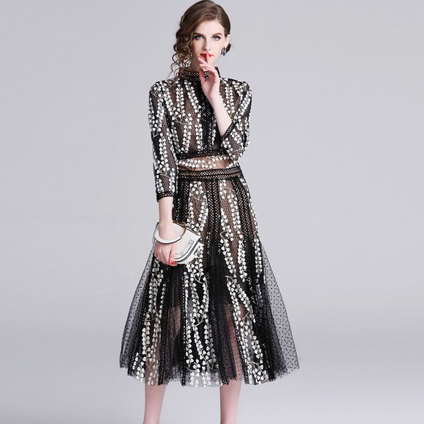 womens designer season slim lace stitching nine-point sleeve dressq7ra, Black;gray
womens designer season slim lace stitching nine-point sleeve dressq7ra, Black;gray