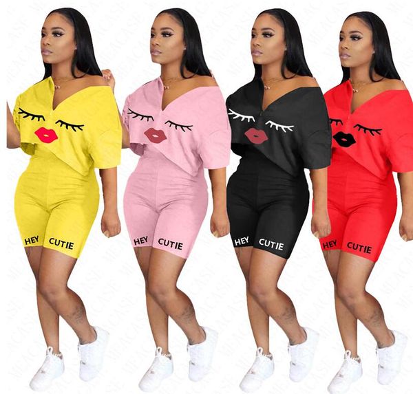 women tracksuit candy color letters hey cutie lips designer two piece set outfits short sleeves t shirt shorts summer sport suit d7102, White
women tracksuit candy color letters hey cutie lips designer two piece set outfits short sleeves t shirt shorts summer sport suit d7102, White