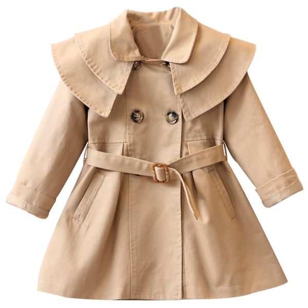 

spring autumn kids girls trench coat 2018 children clothes double breasted belt windbreaker jackets fashion girls outwear y57, Blue;gray