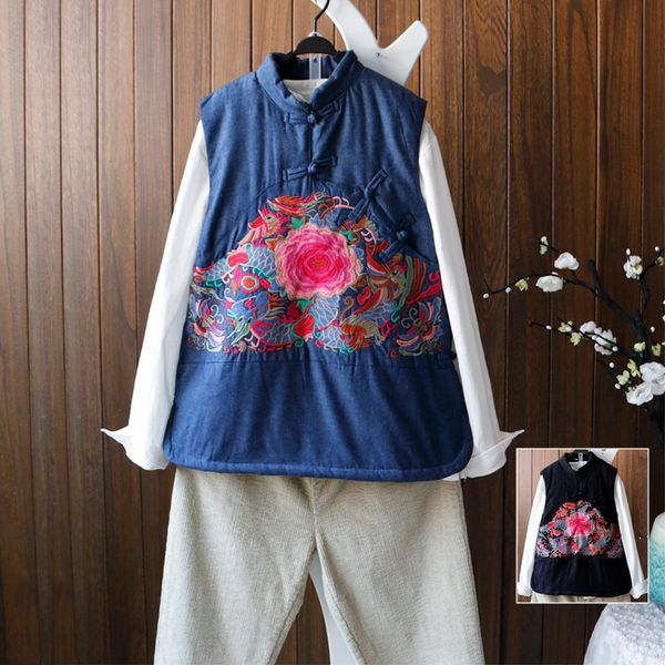chinese style vintage flower embroidery vests mandarin collar plate button keep warm padded cotton coats linen outwear black, Black;white
chinese style vintage flower embroidery vests mandarin collar plate button keep warm padded cotton coats linen outwear black, Black;white