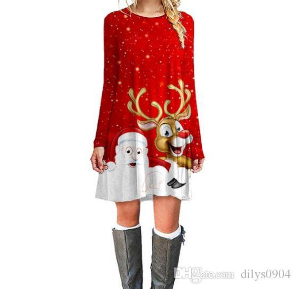 snowflake moose and santa claus red new year clothes europe, america, autumn and winter new christmas print medium length women's dress, Black;gray
snowflake moose and santa claus red new year clothes europe, america, autumn and winter new christmas print medium length women's dress, Black;gray