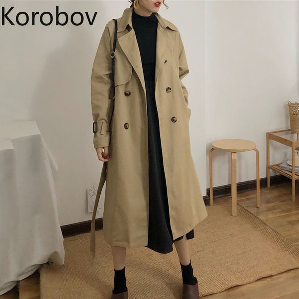 korobov 2019 spring auttum new women casual coats double breasted sashes female trench outwear long trench coat 77630, Tan;black
korobov 2019 spring auttum new women casual coats double breasted sashes female trench outwear long trench coat 77630, Tan;black