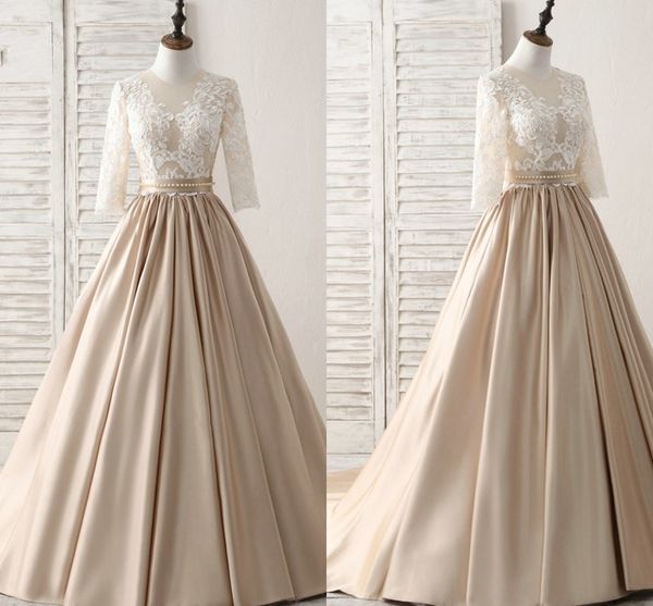 2019 champagne formal prom dresses with sleeve pearls sash jewel see though back draped ruched a-line dresses evening wear party dress women, Black
2019 champagne formal prom dresses with sleeve pearls sash jewel see though back draped ruched a-line dresses evening wear party dress women, Black