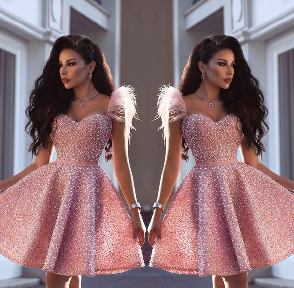 2019 major beaded pink short cocktail dresses pearls mini skirts sweetheart neck homecoming party dresses, Black
2019 major beaded pink short cocktail dresses pearls mini skirts sweetheart neck homecoming party dresses, Black