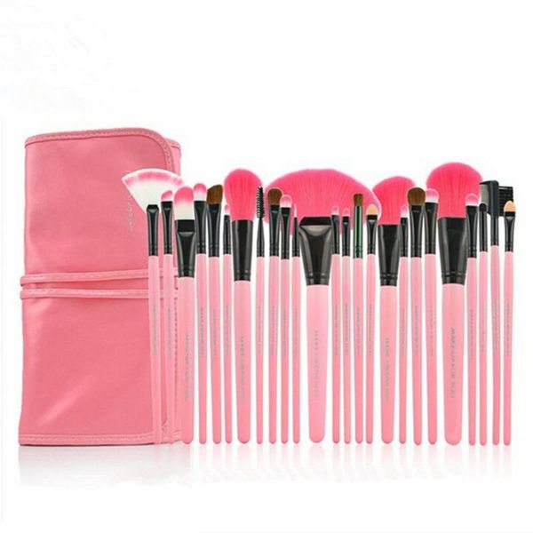 hualiya makeup cosmetic brush set 24 brushes with bag pink