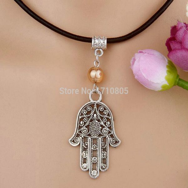 10pcs alloy ancient silver big hollow hand multicolor glass bead charm pendant leather rope necklace women jewelry valentine's day pres
10pcs alloy ancient silver big hollow hand multicolor glass bead charm pendant leather rope necklace women jewelry valentine's day pres