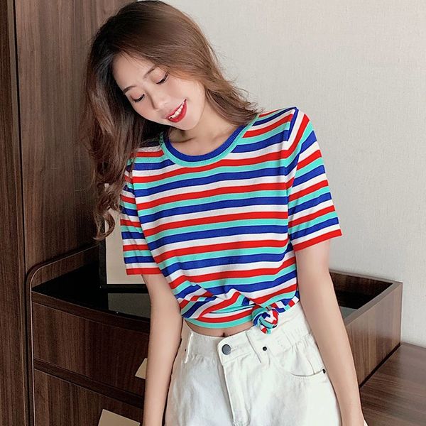 women's t-shirt sweet slim women striped short sleeve t-shirts casual o neck summer fashion tee 2021, White
women's t-shirt sweet slim women striped short sleeve t-shirts casual o neck summer fashion tee 2021, White