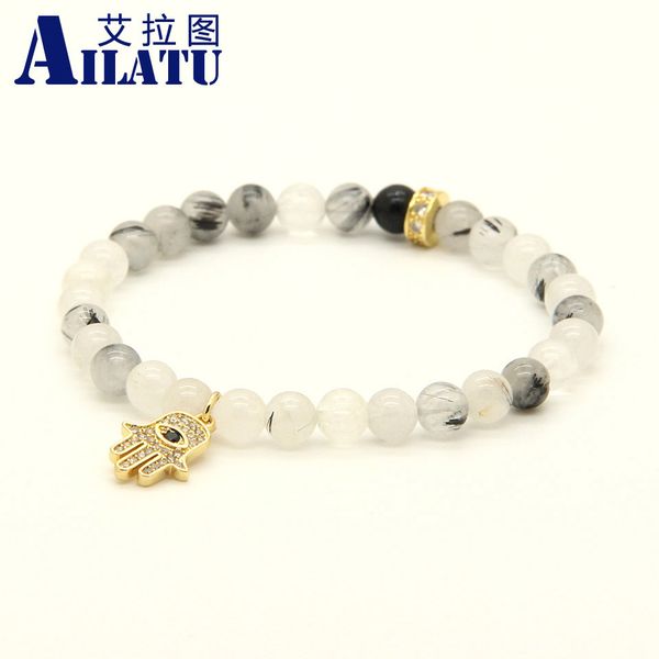 ailatu wholesale 10pcs/lot 6mm natural black rutilated quartz stone with micro inlay zircons fatima hand hamsa pendant bracelets, Golden;silver
ailatu wholesale 10pcs/lot 6mm natural black rutilated quartz stone with micro inlay zircons fatima hand hamsa pendant bracelets, Golden;silver