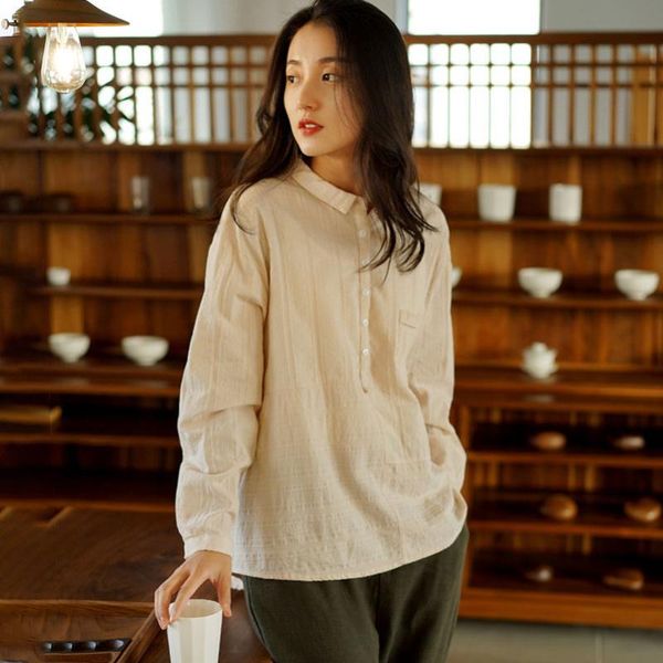 fairy natural women cotton shirts and blouses casual 2020 spring autumn new loose female clothing patchwork shirts, White
fairy natural women cotton shirts and blouses casual 2020 spring autumn new loose female clothing patchwork shirts, White