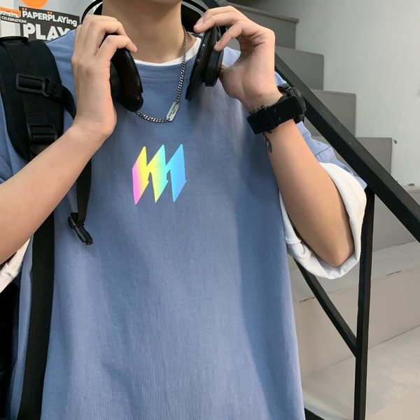 men's t-shirts summer t shirt men glare flash reflective streetwear korean style basic tshirt, White;black
men's t-shirts summer t shirt men glare flash reflective streetwear korean style basic tshirt, White;black