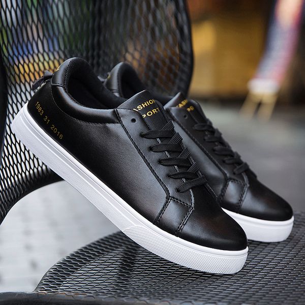 2019 new classic shoes men casual leather flat shoes lace-up low spring autumn white male sneakers tenis masculino adulto, Black
2019 new classic shoes men casual leather flat shoes lace-up low spring autumn white male sneakers tenis masculino adulto, Black
