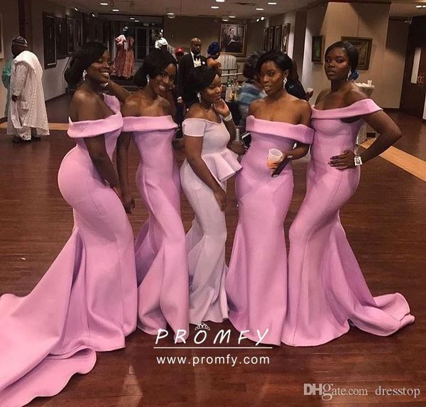 2019 pink bridesmaid dresses off the shoulder satin mermaid prom dress long sweep train formal party gowns custom, White;pink
2019 pink bridesmaid dresses off the shoulder satin mermaid prom dress long sweep train formal party gowns custom, White;pink