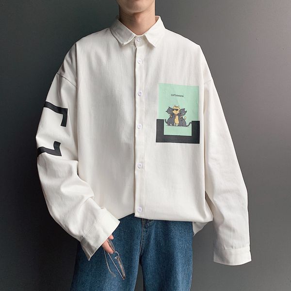 men's casual shirts men streetwear funny cat print shirt 2021 mens graphic harajuku white long sleeve oversized korean, White;black
men's casual shirts men streetwear funny cat print shirt 2021 mens graphic harajuku white long sleeve oversized korean, White;black