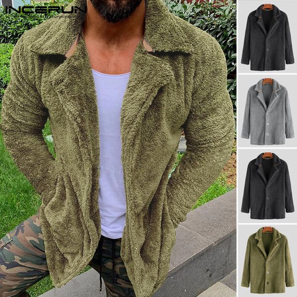 incerun fashion mens coat solid daily wild outerwear long sleeve lapel button down mens jackets streetwear casual furry overcoat, Black;brown
incerun fashion mens coat solid daily wild outerwear long sleeve lapel button down mens jackets streetwear casual furry overcoat, Black;brown