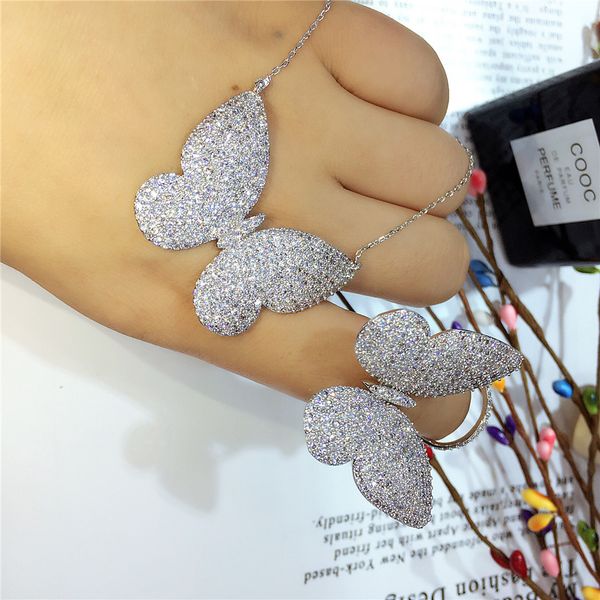 luxurious butterfly wings slightly inlaid with zircon necklace marriage exaggerated accessories for women, Silver
luxurious butterfly wings slightly inlaid with zircon necklace marriage exaggerated accessories for women, Silver