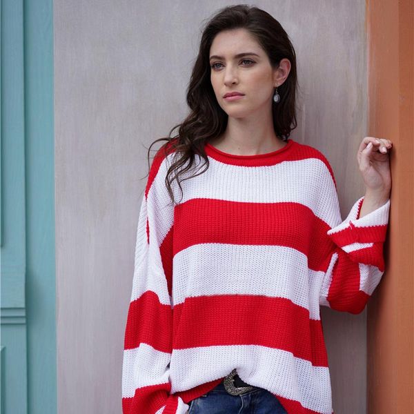 striped sweater round neck long sleeve pullover knitted sweaters for women autumn winter sweater women 2019, White;black
striped sweater round neck long sleeve pullover knitted sweaters for women autumn winter sweater women 2019, White;black