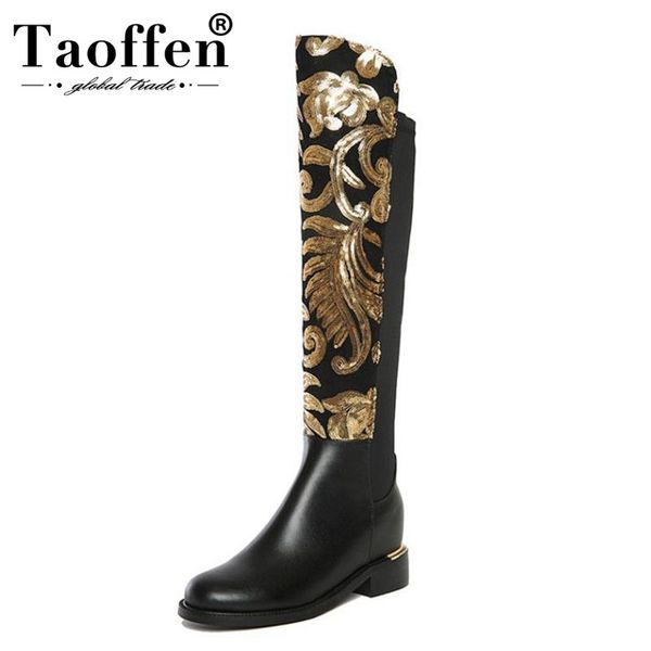 taoffen size 34-42 women boots genuine leather print zipper round toe knee women boots vintage mature shoes footwear, Black
taoffen size 34-42 women boots genuine leather print zipper round toe knee women boots vintage mature shoes footwear, Black