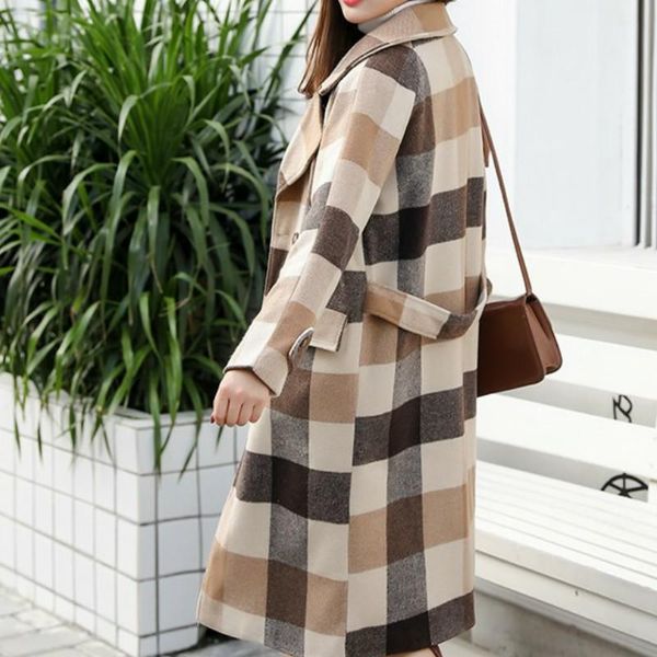 wool women double breasted coat long sleeve warm plaid womens coats korean fashion clothes casual elegant 
wool women double breasted coat long sleeve warm plaid womens coats korean fashion clothes casual elegant