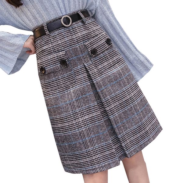 2019 new autumn women winter plaid skirts vintage belted high waist slim woolen skirt women knee length a-line female skirts, Black
2019 new autumn women winter plaid skirts vintage belted high waist slim woolen skirt women knee length a-line female skirts, Black