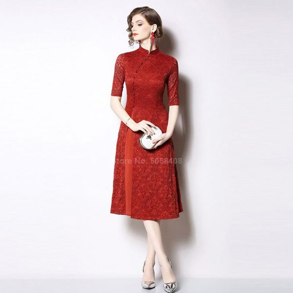 chinese new year traditional clothing cheongsam dress for women banquet vingtage fanshion elegant lace stiching wedding dress, Red
chinese new year traditional clothing cheongsam dress for women banquet vingtage fanshion elegant lace stiching wedding dress, Red