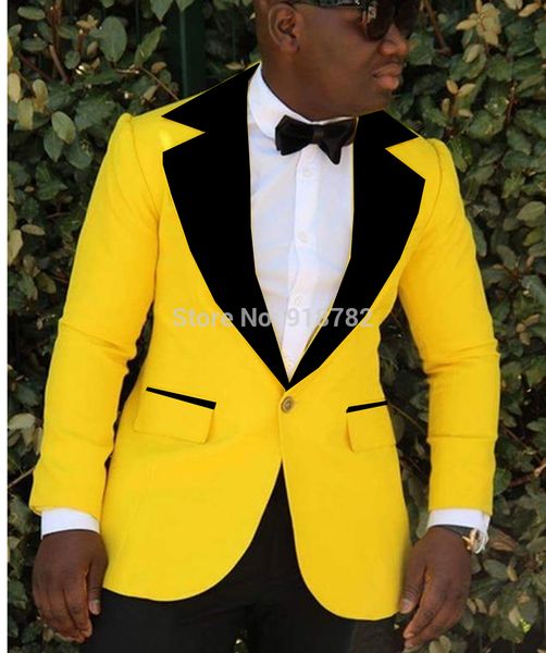 2019 yellow jacket prom men wedding suits black peaked lapel mens tuxedo groom groomsman man slim fit mens suits with pants, White;black
2019 yellow jacket prom men wedding suits black peaked lapel mens tuxedo groom groomsman man slim fit mens suits with pants, White;black