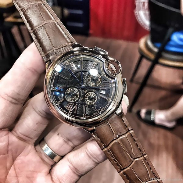 classic 46mm mens women watches 316l steel case genuine leather strap japan quartz wristwatches lady casual chronograph watches t52, Slivery;brown
classic 46mm mens women watches 316l steel case genuine leather strap japan quartz wristwatches lady casual chronograph watches t52, Slivery;brown