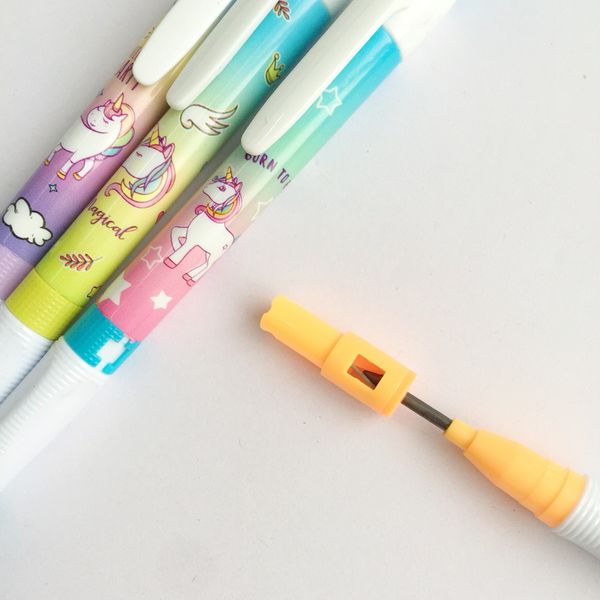 48 pcs/lot unicorn rainbow with pencil sharpener mechanical pencil student automatic pen for kid school office supply, Blue;orange
48 pcs/lot unicorn rainbow with pencil sharpener mechanical pencil student automatic pen for kid school office supply, Blue;orange