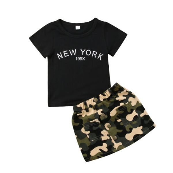 summer fashion cool vogue cotton toddlers kid baby girl black letter print t-shirt camouflage mini button skirt clothes, White
summer fashion cool vogue cotton toddlers kid baby girl black letter print t-shirt camouflage mini button skirt clothes, White