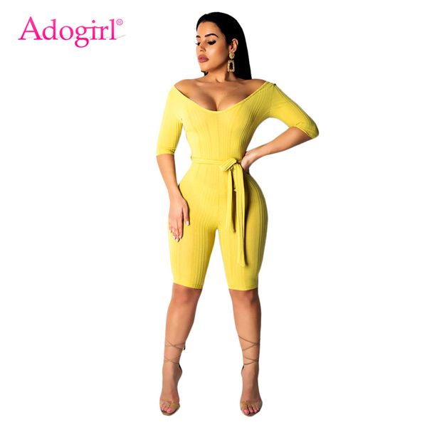 adogirl solid women casual skinny jumpsuit with belt fashion v neck off shoulder half sleeve shorts romper summer playsuits, Black;white
adogirl solid women casual skinny jumpsuit with belt fashion v neck off shoulder half sleeve shorts romper summer playsuits, Black;white