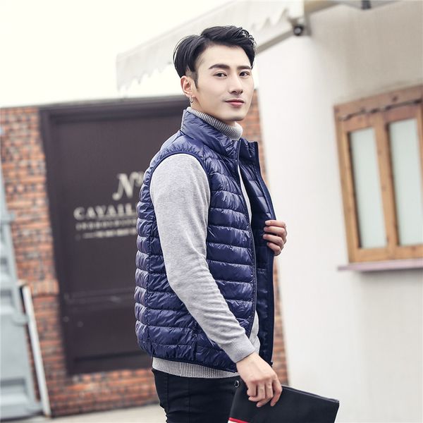 new men winter down vest fashion thin and light white duck down warm waistcoat mens solid color stand collar sleeveless jackets, Black
new men winter down vest fashion thin and light white duck down warm waistcoat mens solid color stand collar sleeveless jackets, Black
