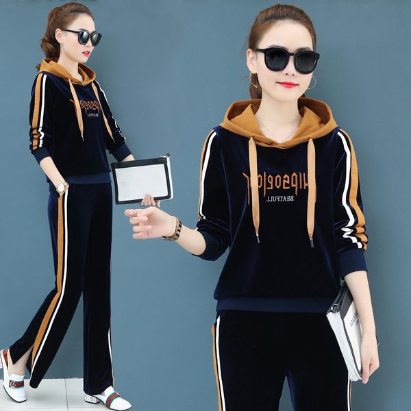 autumn women sportswear sweatsuit velour letter printed hoodie sweatshirt+pant jogger casual running workout outfit sport set, Black;blue
autumn women sportswear sweatsuit velour letter printed hoodie sweatshirt+pant jogger casual running workout outfit sport set, Black;blue