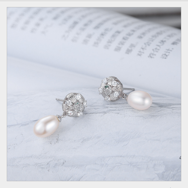 925 sterling silver fashion elegant stone flower women drop earrings natural freshwater pearl girls earrings christmas jewelry
925 sterling silver fashion elegant stone flower women drop earrings natural freshwater pearl girls earrings christmas jewelry
