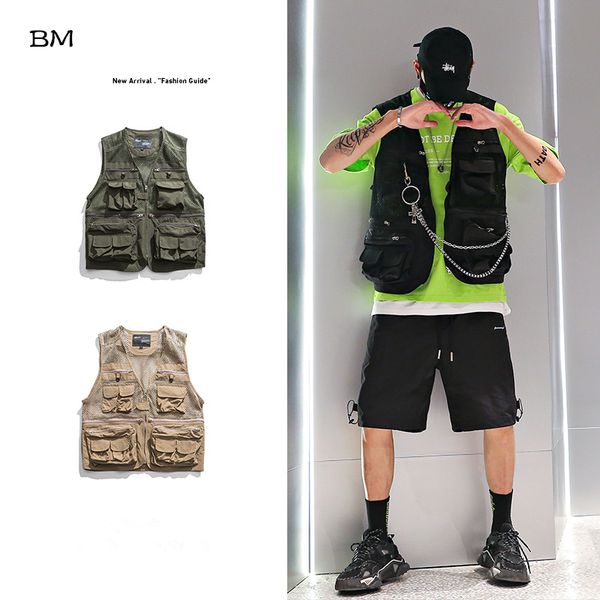 men's vests summer thin hollow multi pocket functional wind tactical vest korean style fashion coat army green mesh pography men, Black;white
men's vests summer thin hollow multi pocket functional wind tactical vest korean style fashion coat army green mesh pography men, Black;white