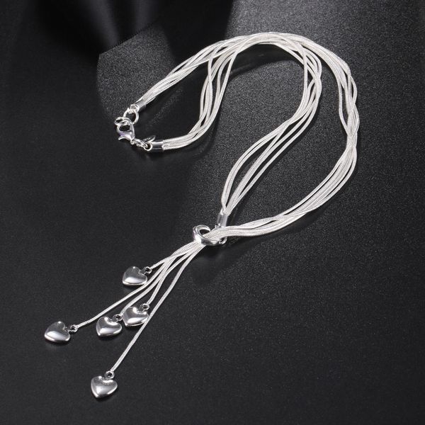 925 sterling silver heart pendant long necklace elegant jewelry for ladies muliti chain wedding evening party accessories
925 sterling silver heart pendant long necklace elegant jewelry for ladies muliti chain wedding evening party accessories