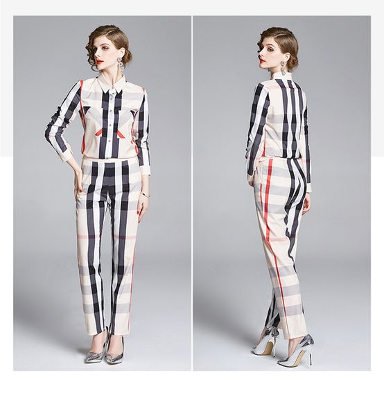 2020 fashion elegant women's two piece dress nice plaid printing 2 piece sets of lady girl's casual wear set, White
2020 fashion elegant women's two piece dress nice plaid printing 2 piece sets of lady girl's casual wear set, White