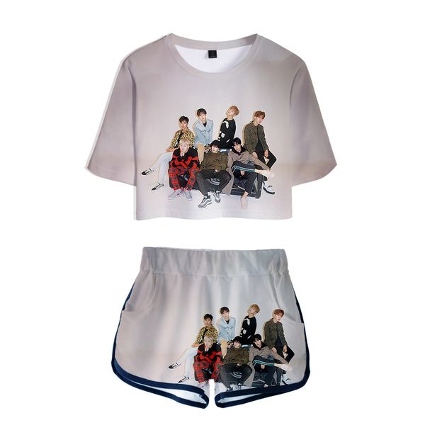 monsta x 3d kawaii navel korean fashion women's t-shirt + shorts suit cotton short-sleeved, White
monsta x 3d kawaii navel korean fashion women's t-shirt + shorts suit cotton short-sleeved, White