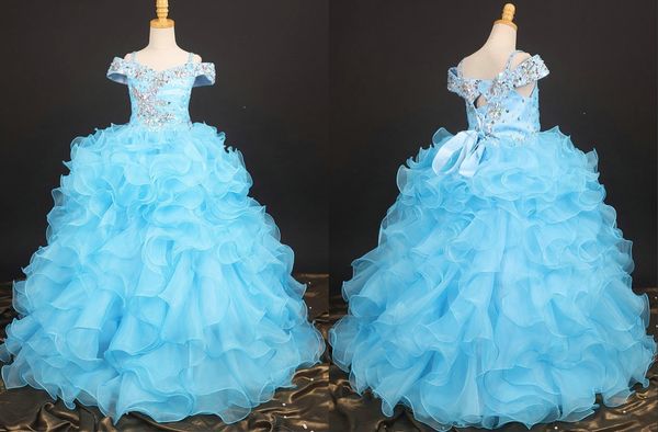 fashion blue cold shoulder girls pageant dresses ball gown ruffles with short sleeves organza flower girls first communion dress, White;red
fashion blue cold shoulder girls pageant dresses ball gown ruffles with short sleeves organza flower girls first communion dress, White;red