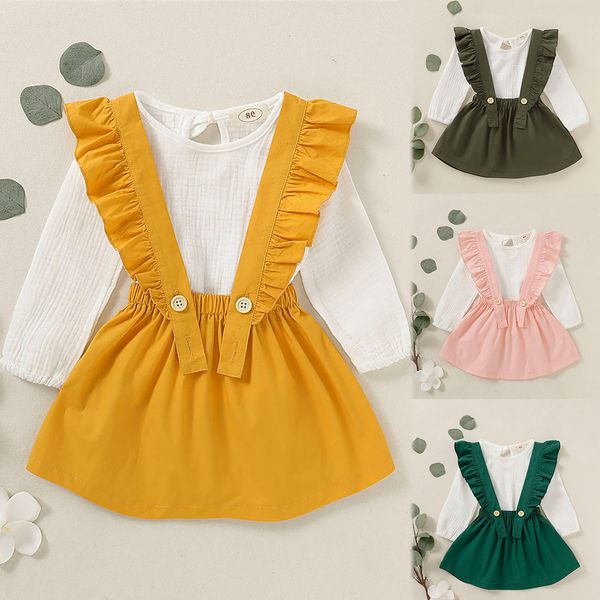 children cloth set toddler baby girls long sleeve solid t-shirt +overalls skirts outfits girls 2019 autumn outfits set, White
children cloth set toddler baby girls long sleeve solid t-shirt +overalls skirts outfits girls 2019 autumn outfits set, White