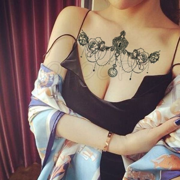 temporary tattoo sticker pocket watch rose flower black chest back fake tatoo waterproof flash tatto art for woman girl
temporary tattoo sticker pocket watch rose flower black chest back fake tatoo waterproof flash tatto art for woman girl