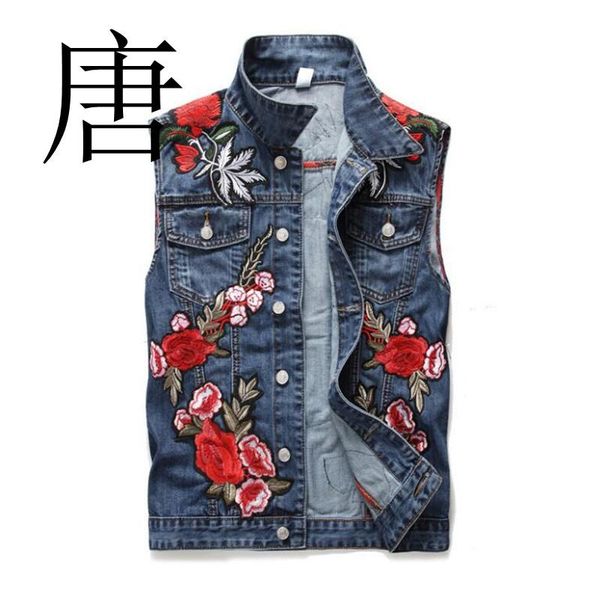 tang cool 2019 new brand men's denim vest waistcoat blue embroidered rose fashion locomotive denim waistcoat, Black;white
tang cool 2019 new brand men's denim vest waistcoat blue embroidered rose fashion locomotive denim waistcoat, Black;white