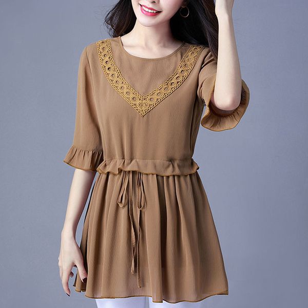 women's blouses & shirts fashion women summer style chiffon long shirt casual short sleeve o-neck elegant df3599, White
women's blouses & shirts fashion women summer style chiffon long shirt casual short sleeve o-neck elegant df3599, White