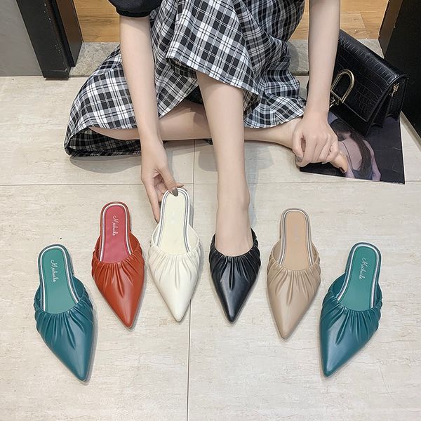 muller shoes fashion comfortable pleated pointed toe bag women's shoes flat slippers half sandals female summer lazy, Black
muller shoes fashion comfortable pleated pointed toe bag women's shoes flat slippers half sandals female summer lazy, Black