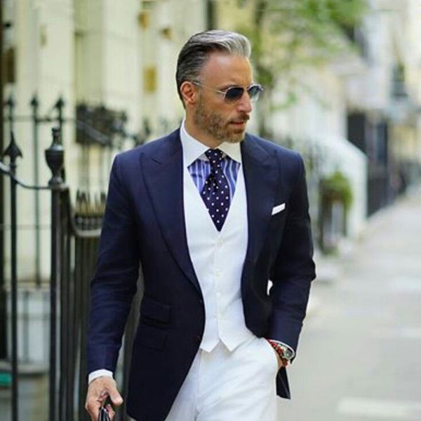 navy blue suits for men wedding wide peaked lapel business man attire costume homme slim groom tuxedos white pants 3piece trajes de hombre, Black;gray
navy blue suits for men wedding wide peaked lapel business man attire costume homme slim groom tuxedos white pants 3piece trajes de hombre, Black;gray