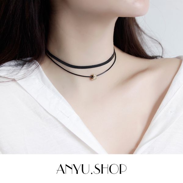double neck necklace black leather chocker collar necklace short neck crystal jewelry, Silver
double neck necklace black leather chocker collar necklace short neck crystal jewelry, Silver