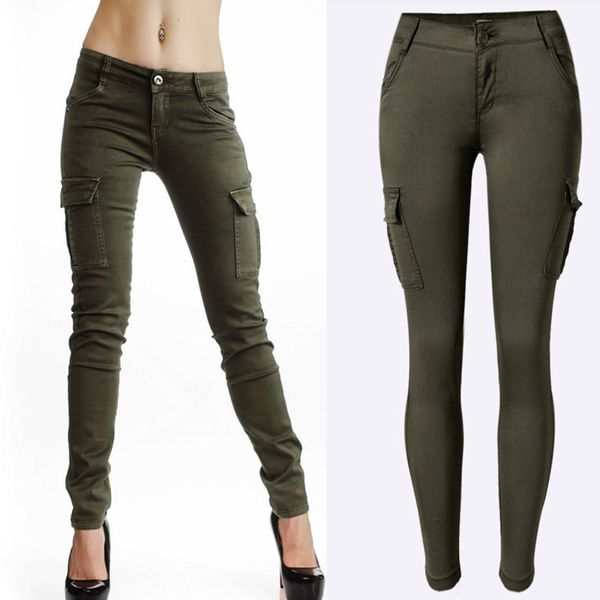 women army green pockets design pants jeans low waist slim casual long pants pencil, Black;white
women army green pockets design pants jeans low waist slim casual long pants pencil, Black;white
