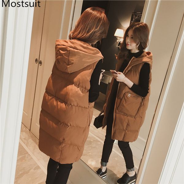 autumn winter cotton hooded long vest women sleeveless ladies casual waistcoat female long vest jacket slim fit warm simple coat, Black;white
autumn winter cotton hooded long vest women sleeveless ladies casual waistcoat female long vest jacket slim fit warm simple coat, Black;white